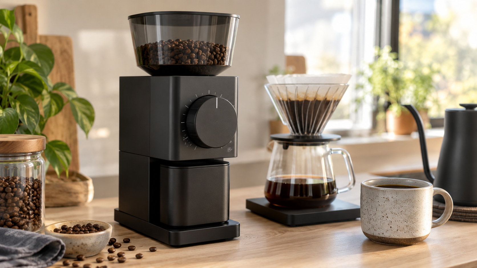 Fellow Ode Brew Grinder in a kitchen setting