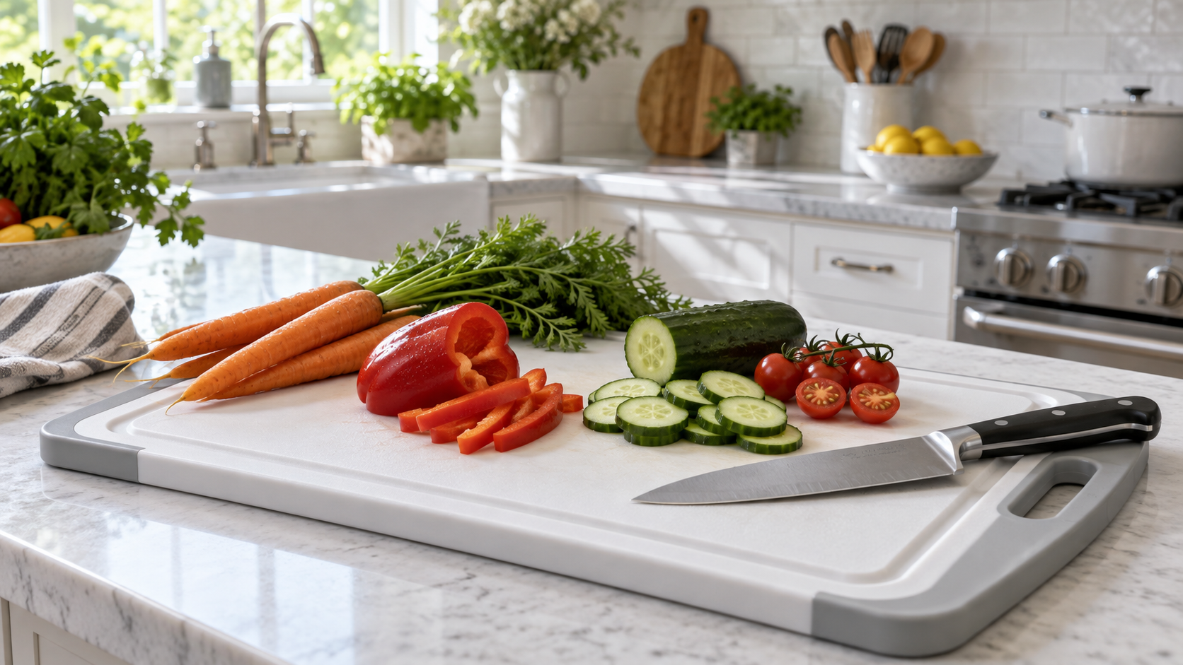 Real kitchen prep scene on a cutting board